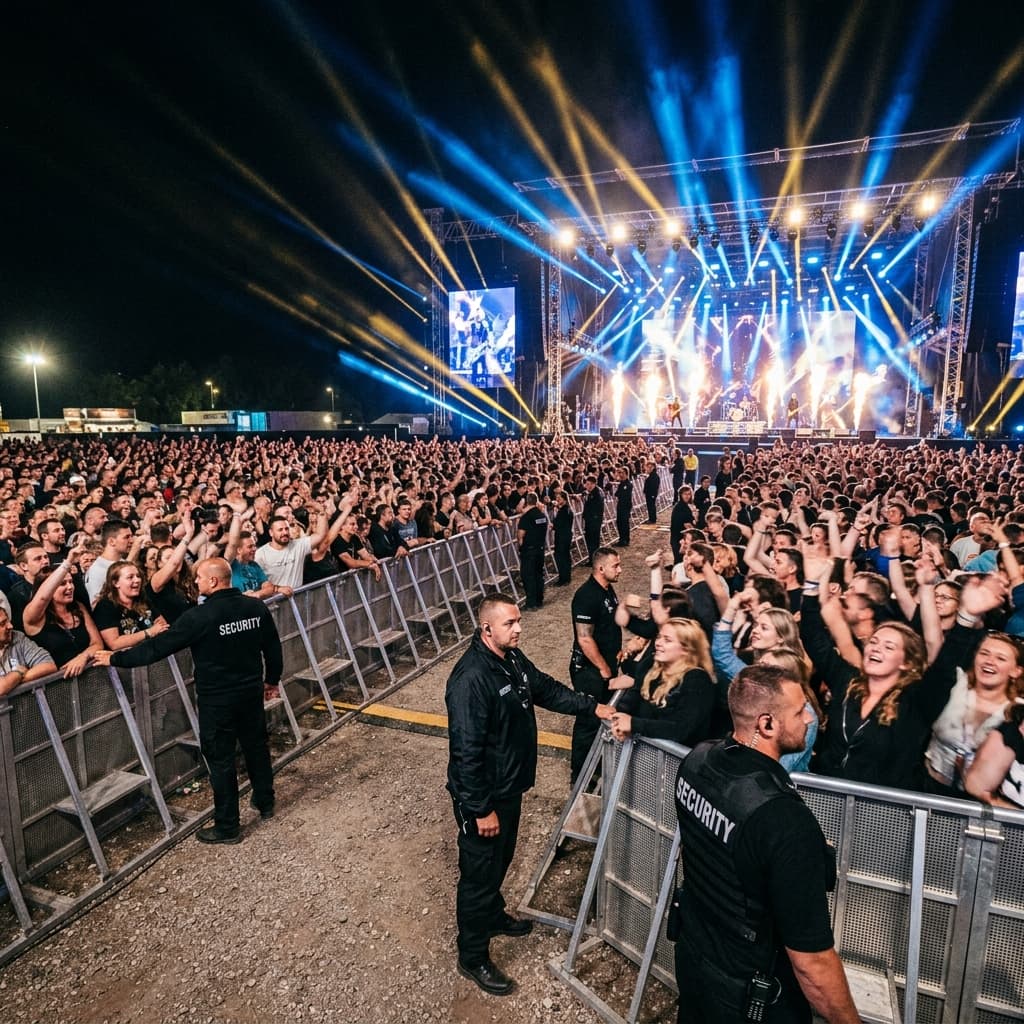 Event security managing a large outdoor crowd